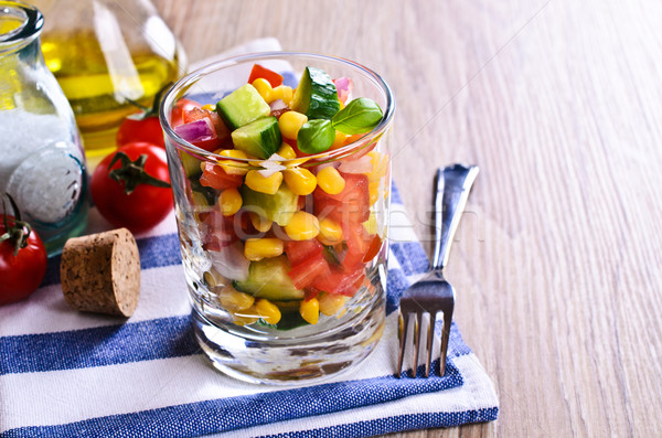 Taze sebze salata cam yaz restoran akşam yemeği Stok fotoğraf © zia_shusha