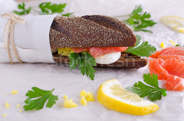 Sandwich salé saumon oeufs seigle pain [[stock_photo]] © zia_shusha