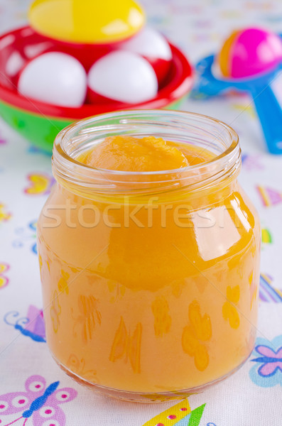 Stock fotó: Baba · táplálkozás · bébiétel · narancs · szín · üveg