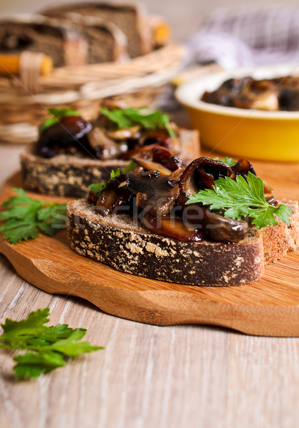 Stock photo: Sandwich with sauteed mushrooms