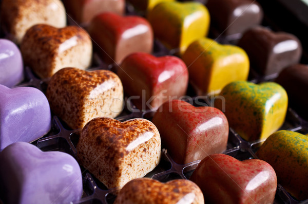Candy Form Herz Schokolade Süßigkeiten unterschiedlich Stock foto © zia_shusha
