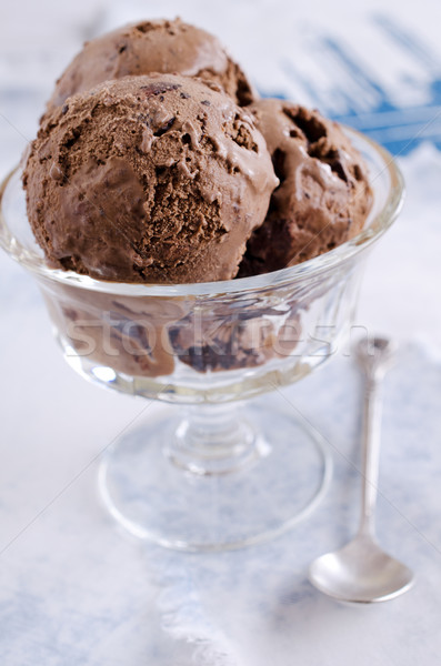 Eis Kugeln Schokolade Glas Eisbecher Gericht Stock foto © zia_shusha