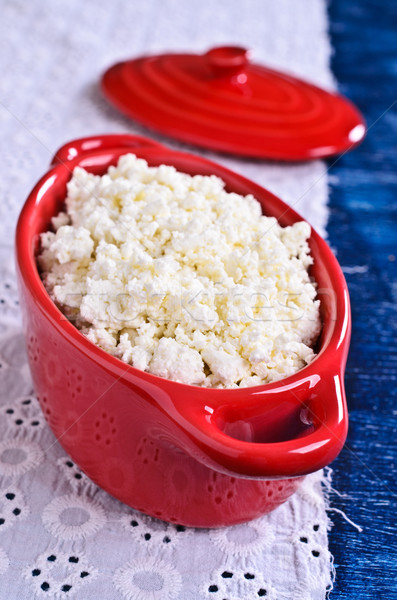 Cottage cheese witte vorm Rood keramische achtergrond Stockfoto © zia_shusha