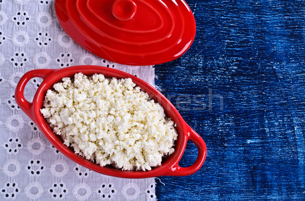 Cottage cheese witte vorm Rood keramische achtergrond Stockfoto © zia_shusha