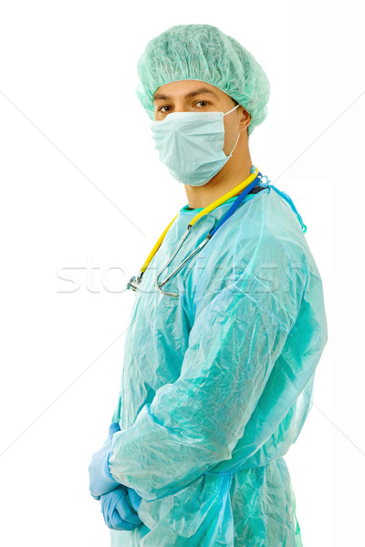 Arzt jungen männlichen Arzt isoliert weiß medizinischen Stock foto © zittto