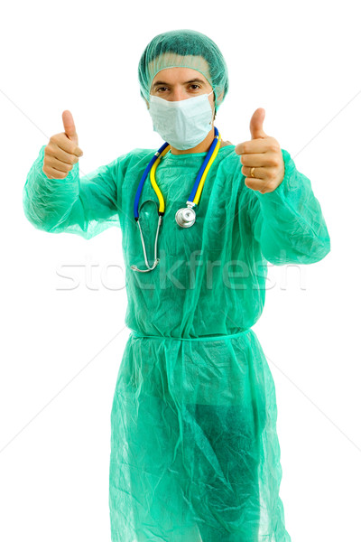 Jungen männlichen Arzt isoliert weiß Hände Stock foto © zittto