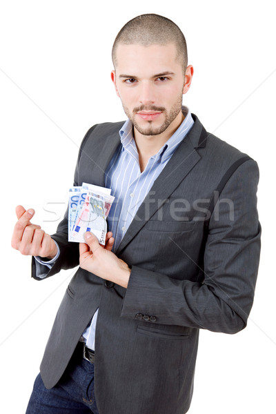 Pénz fiatal lezser férfi pénzügy Euro Stock fotó © zittto