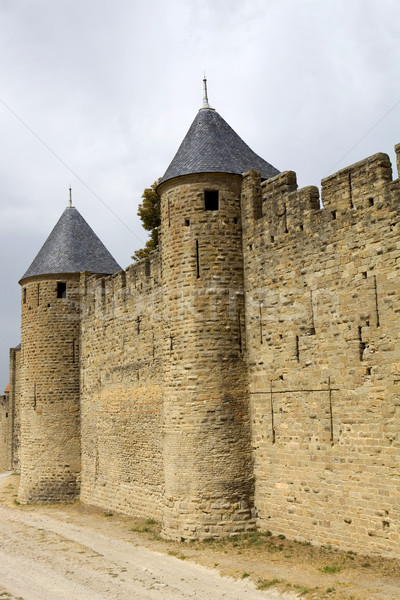 ősi erődítmény déli Franciaország épület biztonság Stock fotó © zittto