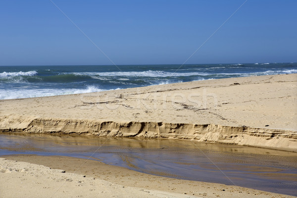 Plaj kuzey Portekiz duvar okyanus mavi Stok fotoğraf © zittto