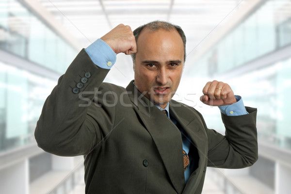 Mad man volwassen zakenman portret kantoor Stockfoto © zittto