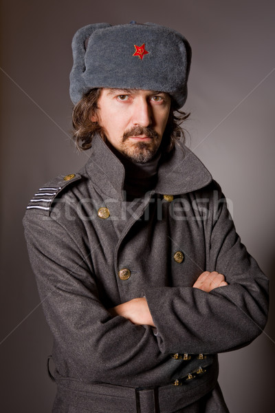 Rosyjski wojskowych młody człowiek studio zdjęcie czerwony Zdjęcia stock © zittto