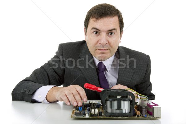 Motherboard Computer Ingenieur arbeiten isoliert Business Stock foto © zittto