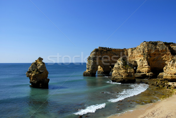 Plaj küçük güney Portekiz duvar gün batımı Stok fotoğraf © zittto