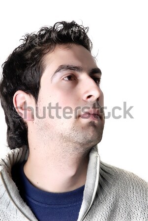 Fat jonge toevallig man portret witte Stockfoto © zittto