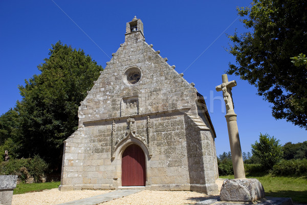Küçük kilise tipik gül kuzey Fransa gökyüzü Stok fotoğraf © zittto