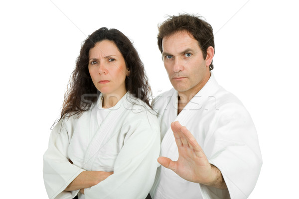 Aikido professores casal isolado branco homem Foto stock © zittto