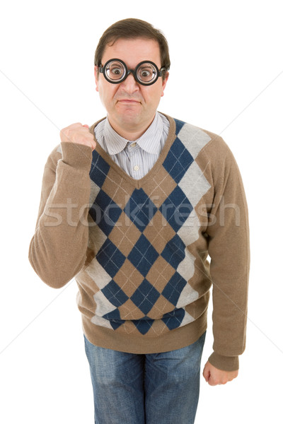 Geek Mann isoliert weiß Mode Porträt Stock foto © zittto