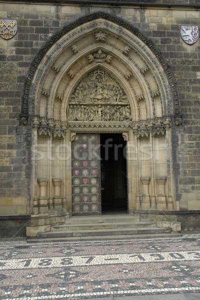 Gótico igreja porta pormenor cidade Praga Foto stock © zittto