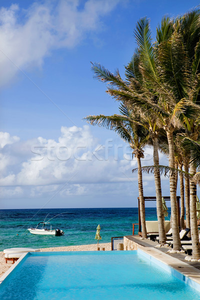 курорта Бассейн пляж побережье Мексика небе Сток-фото © zittto