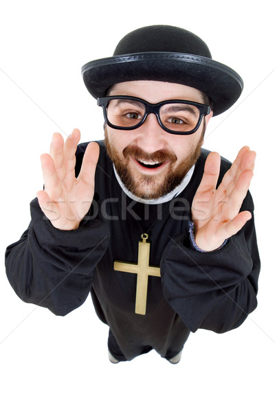 Stock foto: Priester · junger · Mann · isoliert · weiß · Porträt · Gott