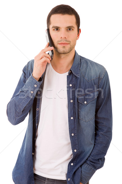 Teléfono jóvenes casual feliz hombre aislado Foto stock © zittto