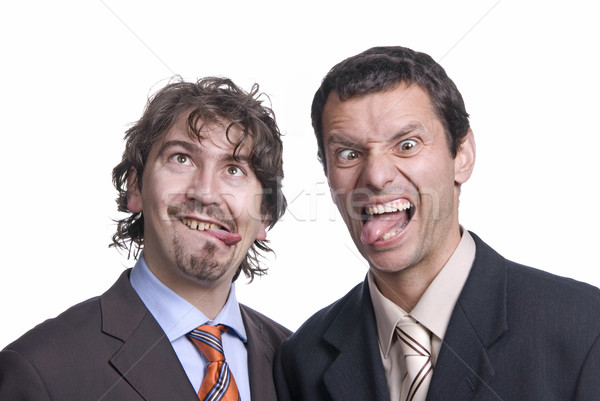 Stupide deux jeunes hommes d'affaires portrait blanche [[stock_photo]] © zittto