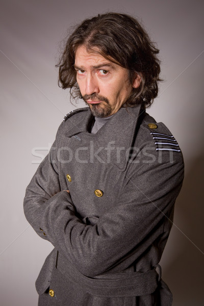 Katonaság fiatalember orosz stúdió kép piros Stock fotó © zittto