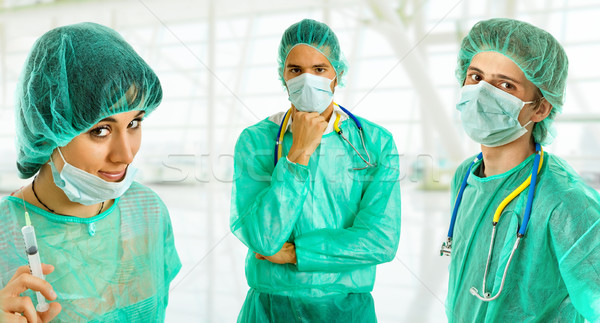 Ärzte drei jungen Krankenhaus Mann Gesundheit Stock foto © zittto