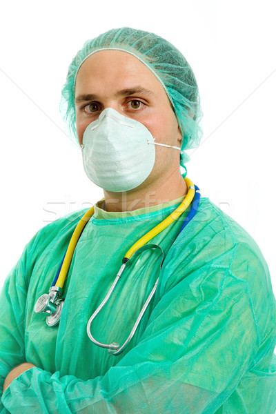 Médico jóvenes doctor de sexo masculino aislado blanco feliz Foto stock © zittto