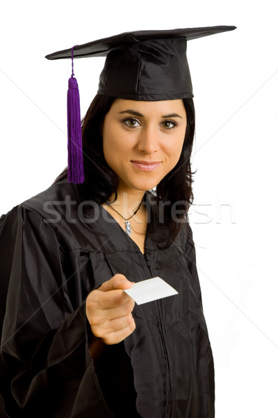 Feliz mulher jovem graduação dia isolado branco Foto stock © zittto