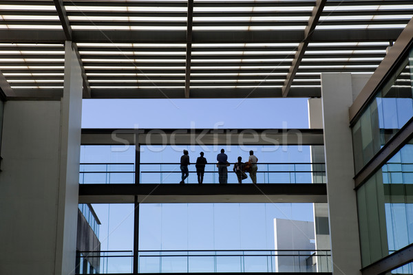 Kantoorgebouw silhouet mensen moderne interieur Stockfoto © zittto