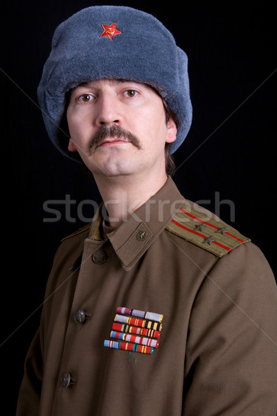 Ruso joven militar estudio retrato negro Foto stock © zittto