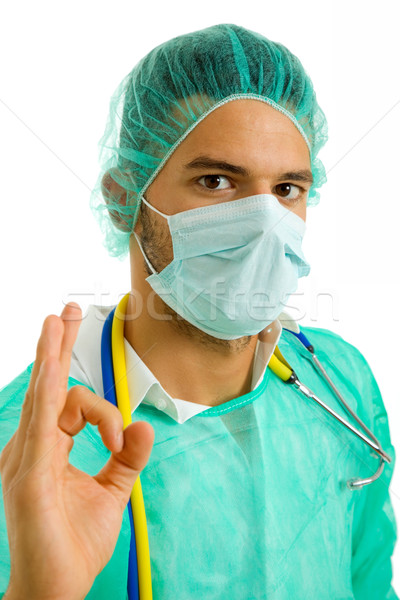 Arzt jungen männlichen Arzt isoliert weiß medizinischen Stock foto © zittto