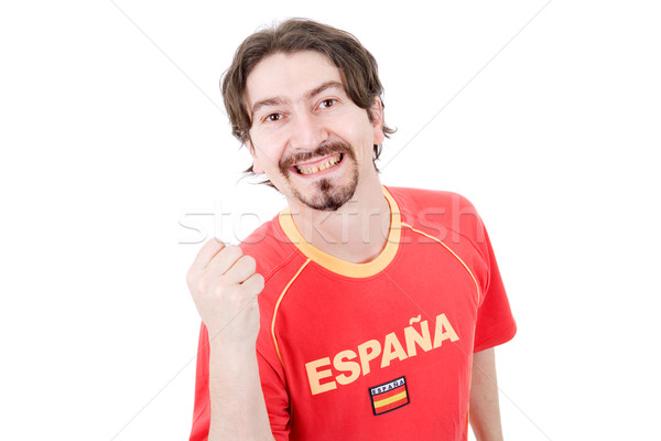 [[stock_photo]]: Espagnol · fan · heureux · homme · isolé