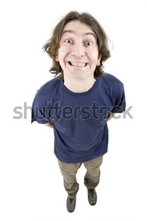 Férfi egészalakos fiatal lezser fehér mosoly Stock fotó © zittto