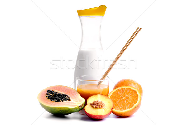 Soku szkła sok pomarańczowy cięcia pomarańcze owoców Zdjęcia stock © zittto