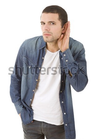 Pensando jóvenes casual hombre aislado blanco Foto stock © zittto