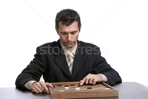 Spielen junger Mann Spiel isoliert weiß Business Stock foto © zittto
