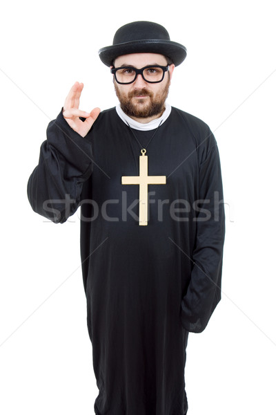 Pap fiatalember izolált fehér kereszt Isten Stock fotó © zittto