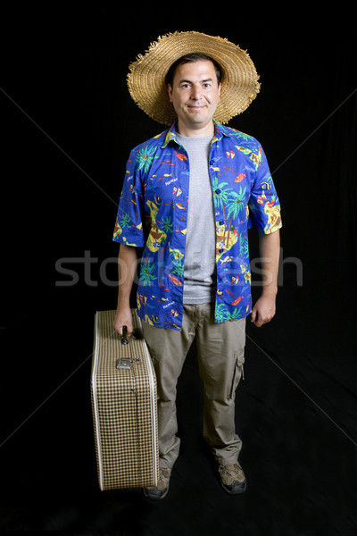 Utazó fiatal hülye férfi egészalakos fekete Stock fotó © zittto