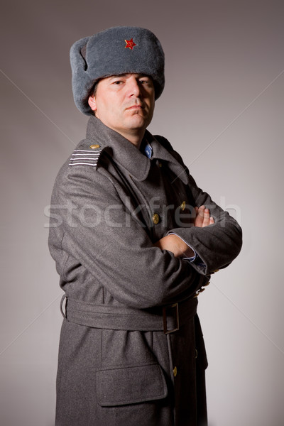 русский военных молодым человеком студию фотография красный Сток-фото © zittto