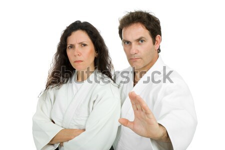 Aikido öğretmenler çift yalıtılmış beyaz kadın Stok fotoğraf © zittto