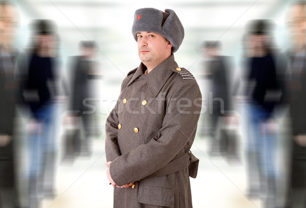 Orosz katonaság fiatalember stúdió kép piros Stock fotó © zittto