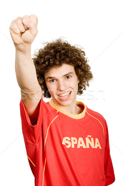 Rajongó spanyol fiatal srác izolált fehér sport Stock fotó © zittto