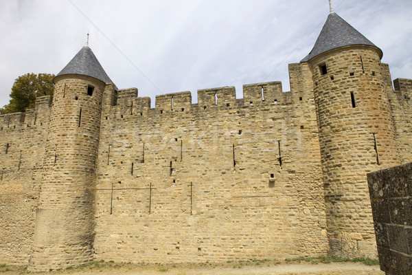 Alten Befestigung südlich Frankreich Gebäude Sicherheit Stock foto © zittto