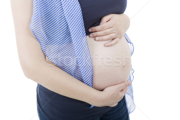 Ciąży kobieta w ciąży biały ciało domu Zdjęcia stock © zittto