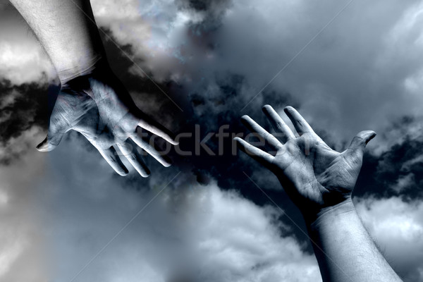 Nyitva kéz karok égbolt felhők absztrakt Stock fotó © zittto