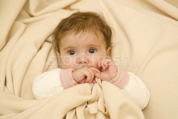 Foto stock: Jovem · bebê · retrato · estúdio · quadro · menina