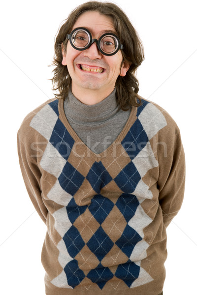 Geek Gläser Mann isoliert weiß Mode Stock foto © zittto