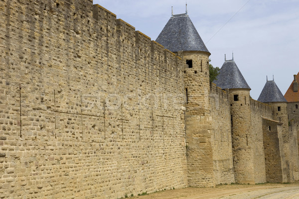 Alten Befestigung südlich Frankreich Gebäude Sicherheit Stock foto © zittto